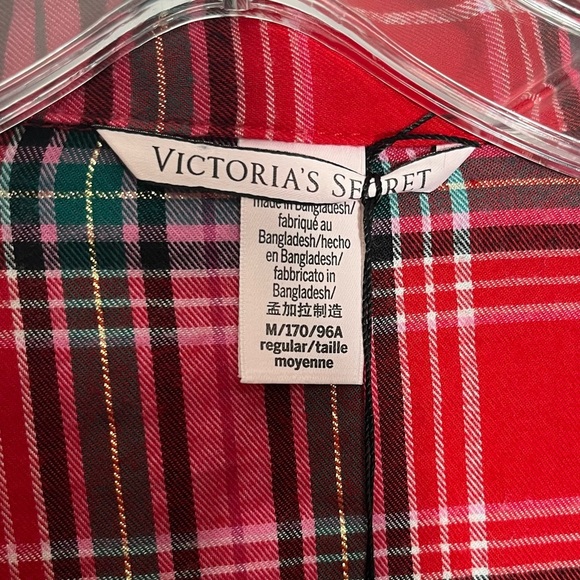NWT VICTORIA’S SECRET Red Gold Plaid PJ Button Down Sleepwear Top | size Medium - Picture 3 of 8